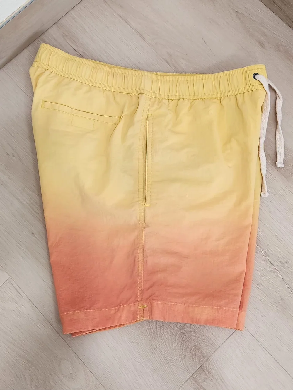 Modern Amusement Yellow to Orange Ombre Drawstring Athletic Shorts